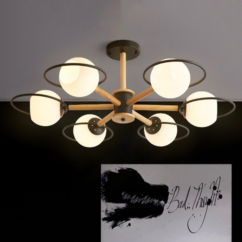 Dining Room Round Hanging Lights Glass 5 Bulbs Art Deco Fixture - Rebooters