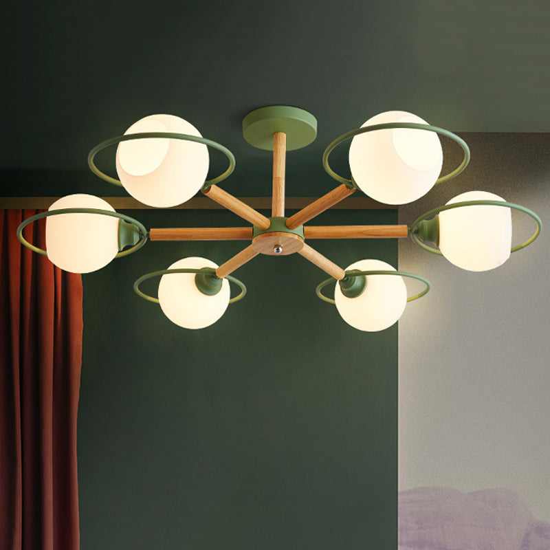 Dining Room Round Hanging Lights Glass 5 Bulbs Art Deco Fixture - Rebooters