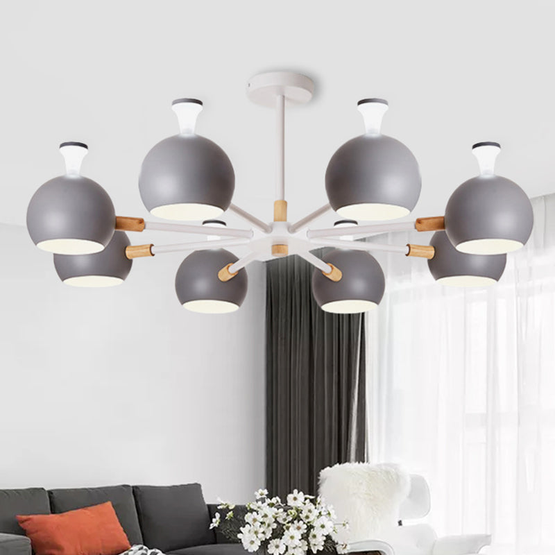 Living Room Dome Shape Hanging Light Iron 8 Bulbs Macaron Style - Rebooters