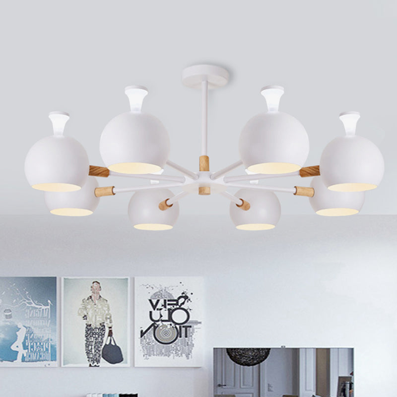 Living Room Dome Shape Hanging Light Iron 8 Bulbs Macaron Style - Rebooters