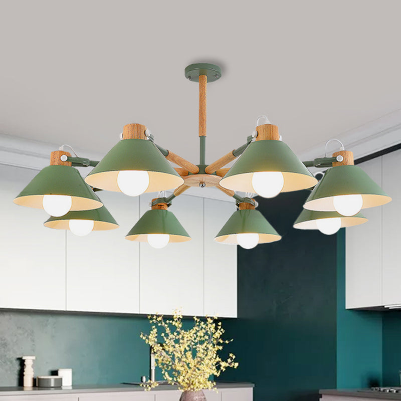 Modern Coolie Shade Hanging Lamp 8 Bulbs Chandelier - Rebooters