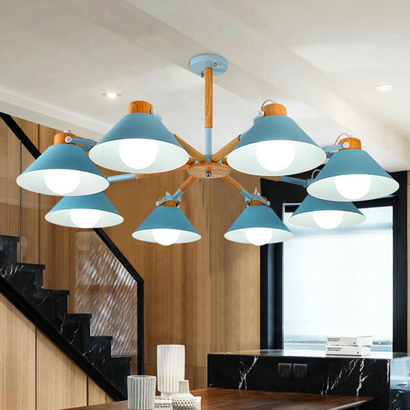 Modern Coolie Shade Hanging Lamp 8 Bulbs Chandelier - Rebooters