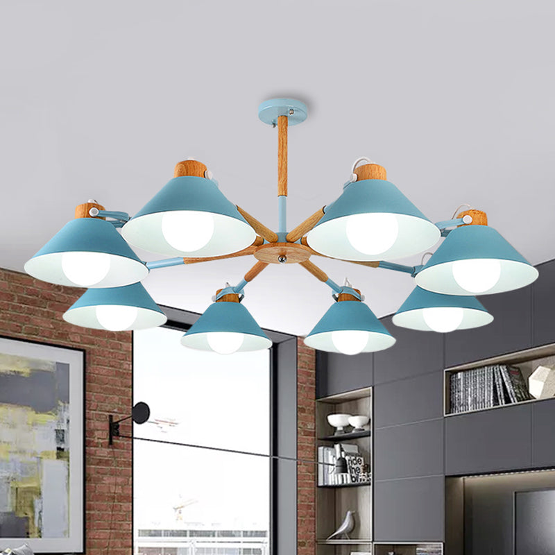 Modern Coolie Shade Hanging Lamp 8 Bulbs Chandelier - Rebooters