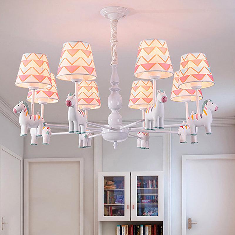 Pink Tapered Shade Hanging Chandelier Cartoon Pendant Light - Rebooters