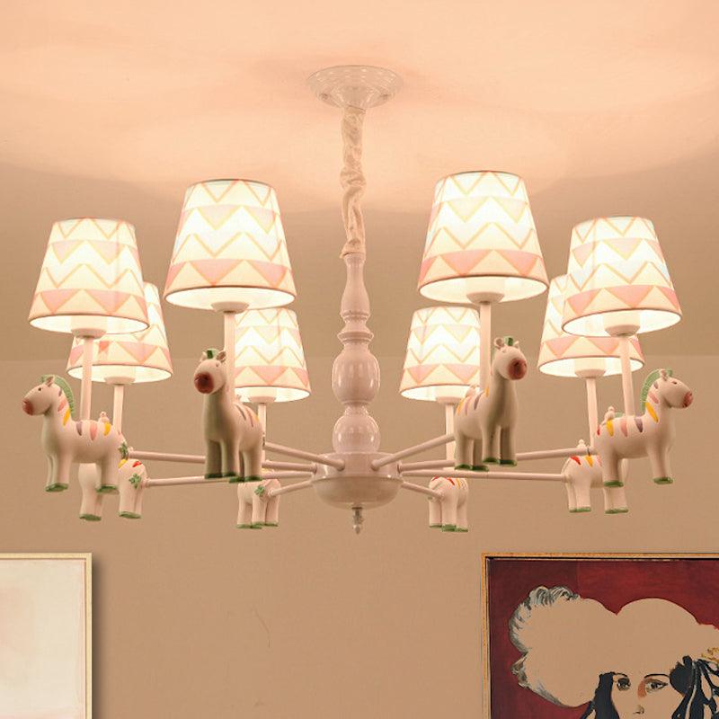Pink Tapered Shade Hanging Chandelier Cartoon Pendant Light - Rebooters