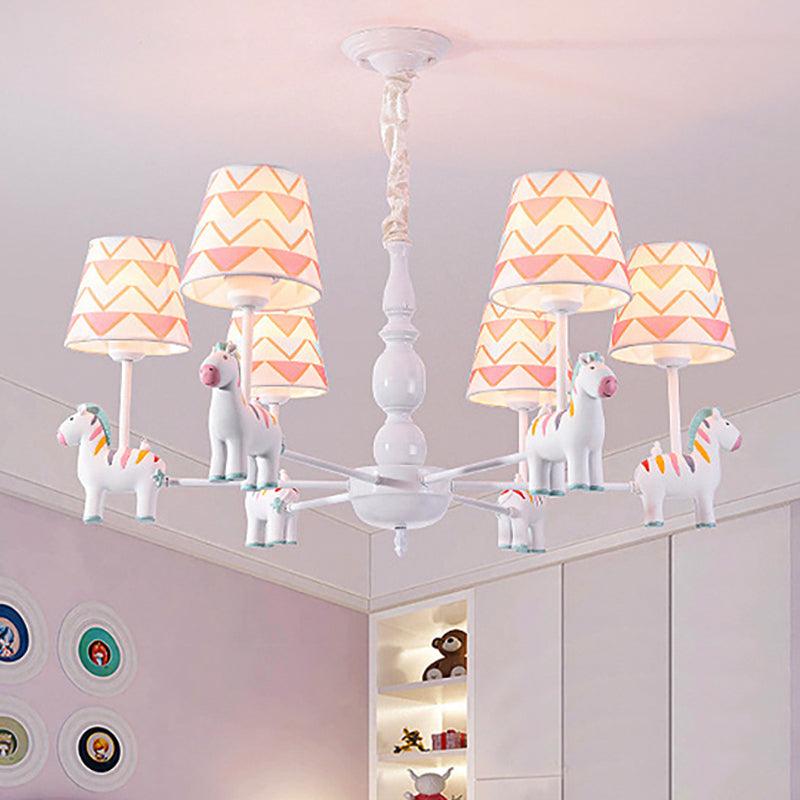 Pink Tapered Shade Hanging Chandelier Cartoon Pendant Light - Rebooters