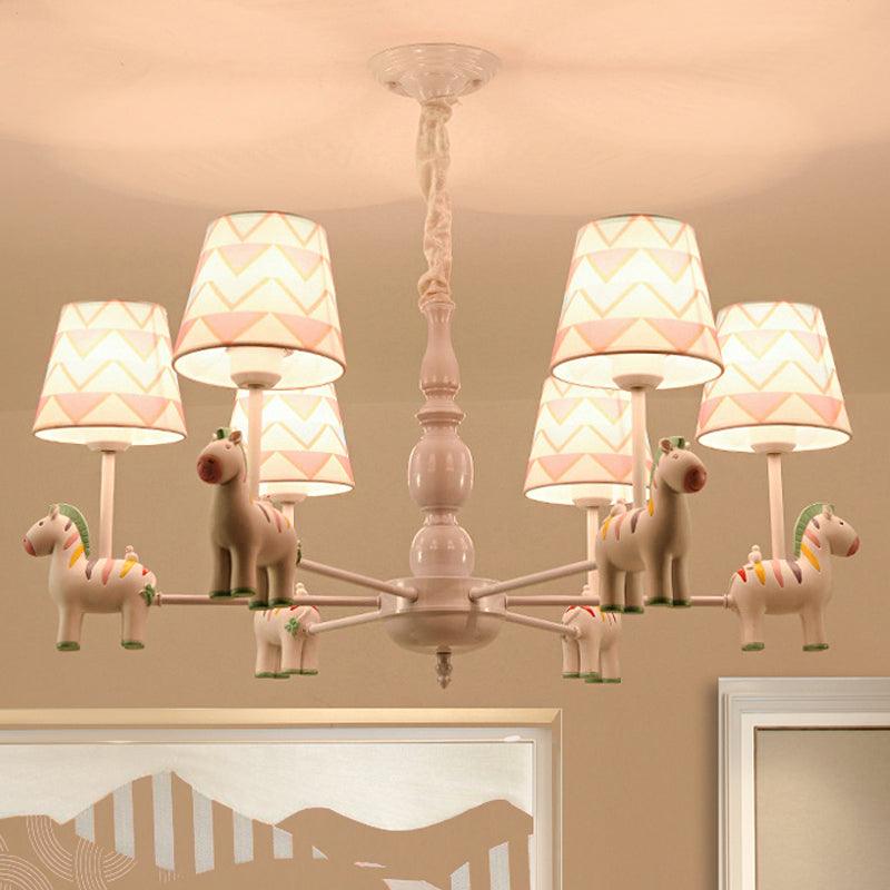Pink Tapered Shade Hanging Chandelier Cartoon Pendant Light - Rebooters