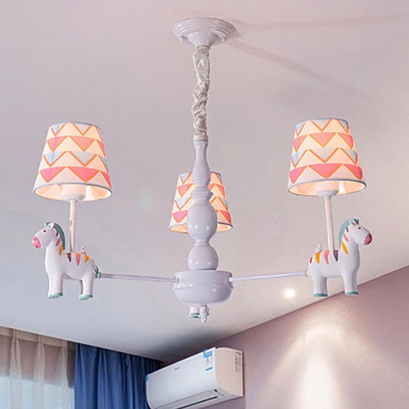 Pink Tapered Shade Hanging Chandelier Cartoon Pendant Light - Rebooters