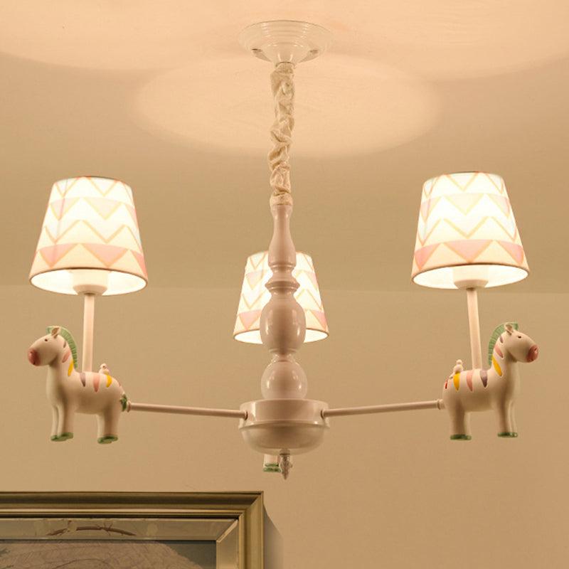 Pink Tapered Shade Hanging Chandelier Cartoon Pendant Light - Rebooters