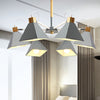 Rotatable 6 Lights Pyramid Chandelier Macaron Stylish Wood Ceiling Pendant - Rebooters