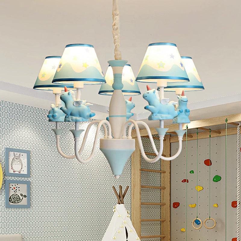 Bedroom Tapered Shade Hanging Lights Metal Unicorn Chandelier - Rebooters