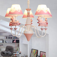 Bedroom Tapered Shade Hanging Lights Metal Unicorn Chandelier - Rebooters