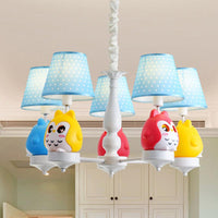 Animal Tapered Shade Hanging Ceiling Lamp Resin Owl Chandelier - Rebooters
