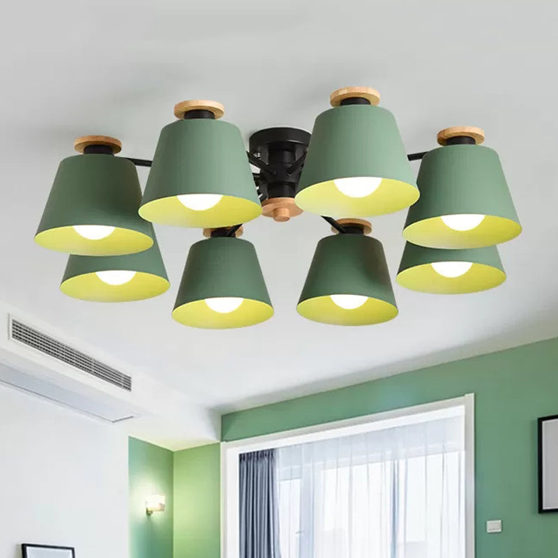 8 Lights Trapezoid Ceiling Lamp Metal Macaron Loft Light - Rebooters