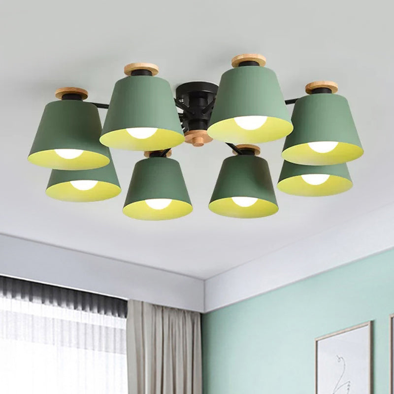 8 Lights Trapezoid Ceiling Lamp Metal Macaron Loft Light - Rebooters