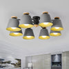 8 Lights Trapezoid Ceiling Lamp Metal Macaron Loft Light - Rebooters
