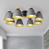 8 Lights Trapezoid Ceiling Lamp Metal Macaron Loft Light - Rebooters