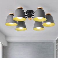 6 Heads Bucket Ceiling Light Macaron Loft Metal Semi Flushmount Light for Kindergarten - Rebooters