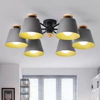 6 Heads Bucket Ceiling Light Macaron Loft Metal Semi Flushmount Light for Kindergarten - Rebooters