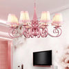 Pink Tapered Shade Chandelier 8 Heads Metal Pendant Lamp - Rebooters