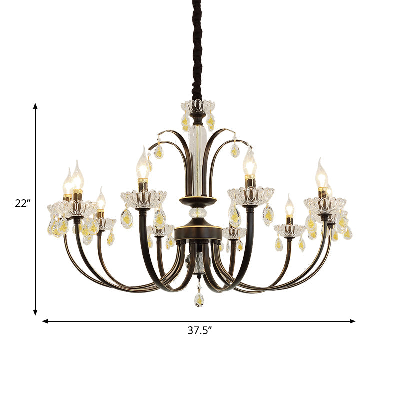 Black Candle Ceiling Light Traditional Metal 6/8/10 Lights - Rebooters