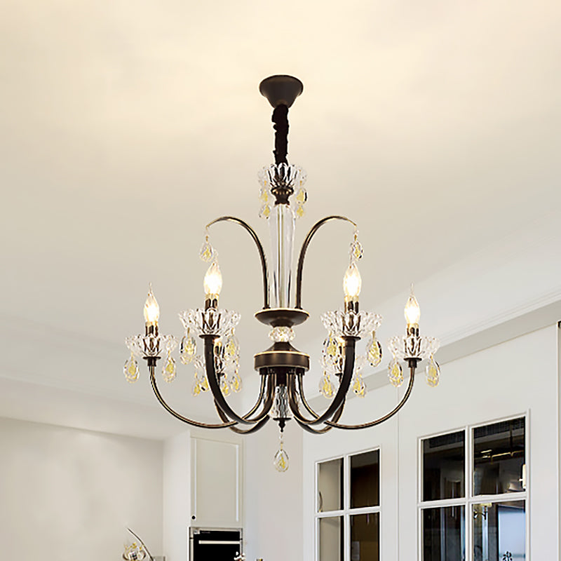 Black Candle Ceiling Light Traditional Metal 6/8/10 Lights - Rebooters
