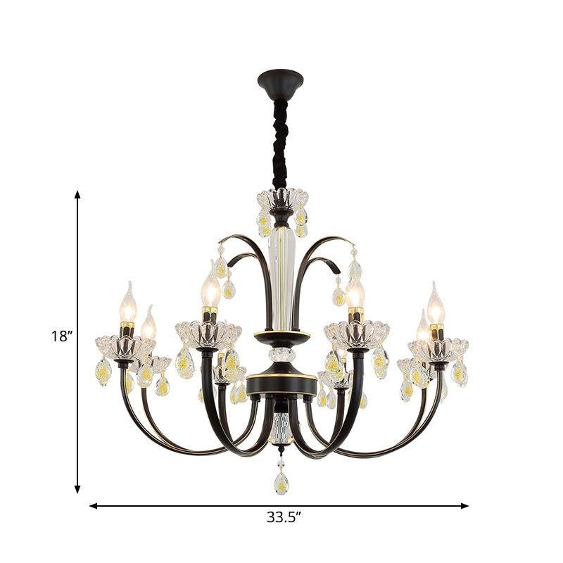 Black Candle Ceiling Light Traditional Metal 6/8/10 Lights - Rebooters