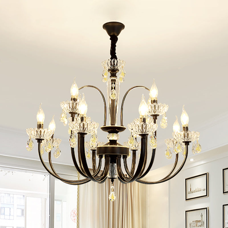 Black Candle Chandelier Lamp Rustic Metal 12/15 Lights - Rebooters