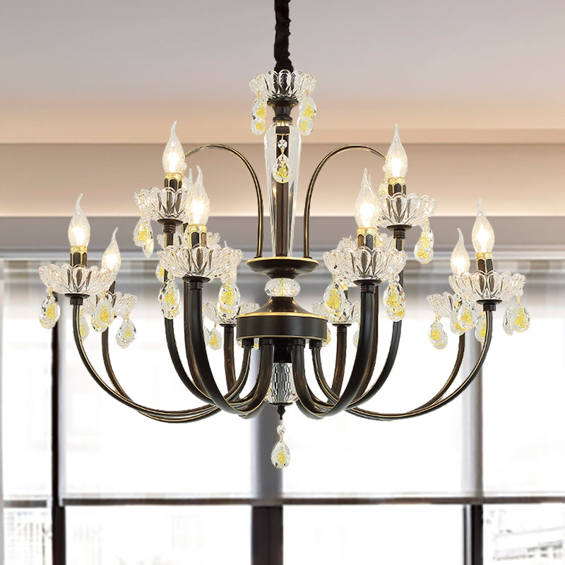 Black Candle Chandelier Lamp Rustic Metal 12/15 Lights - Rebooters