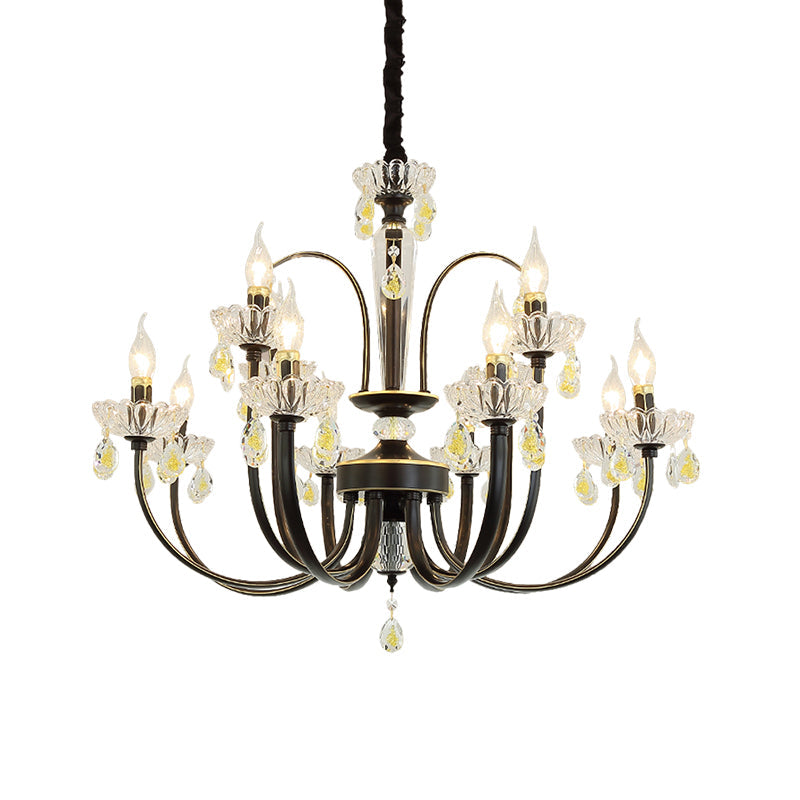 Black Candle Chandelier Lamp Rustic Metal 12/15 Lights - Rebooters