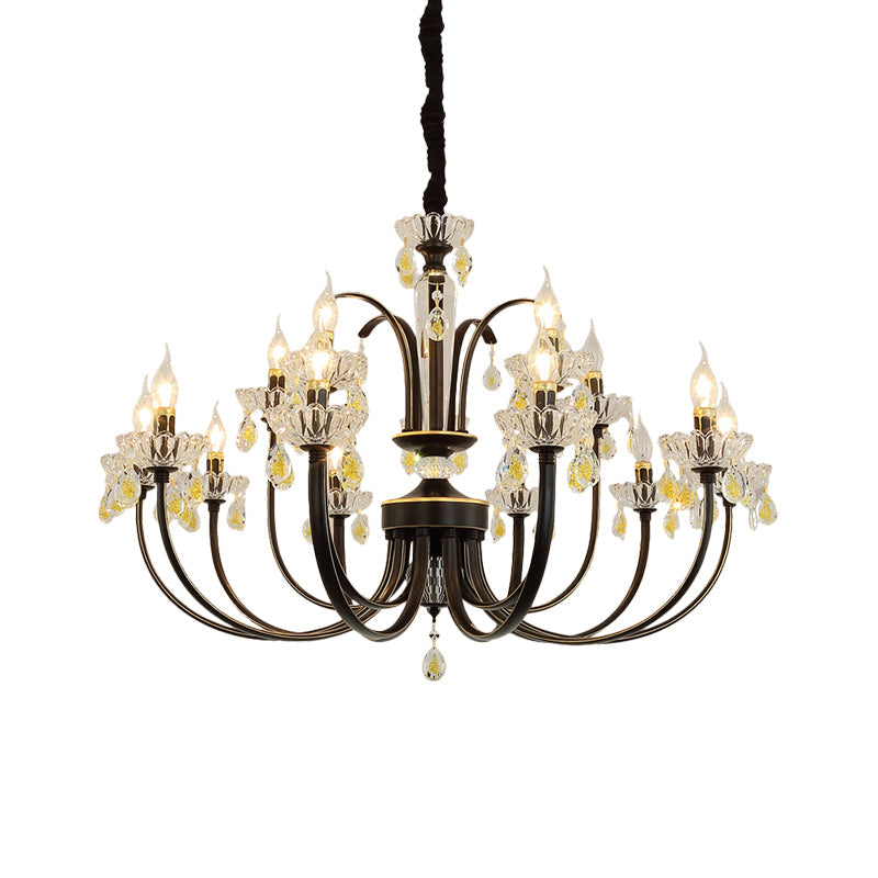 Black Candle Chandelier Lamp Rustic Metal 12/15 Lights - Rebooters