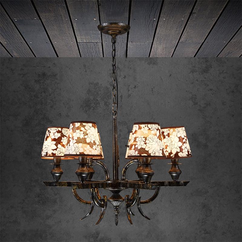 6 Lights Metal Hanging Chandelier Country Rust Pendant Light - Rebooters