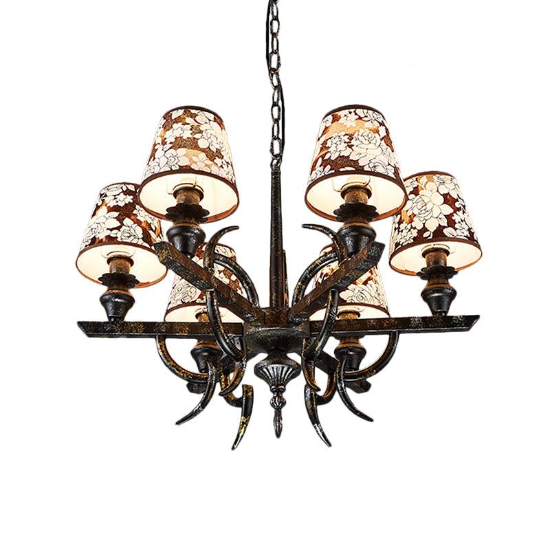 6 Lights Metal Hanging Chandelier Country Rust Pendant Light - Rebooters
