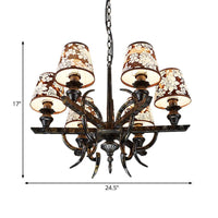 6 Lights Metal Hanging Chandelier Country Rust Pendant Light - Rebooters