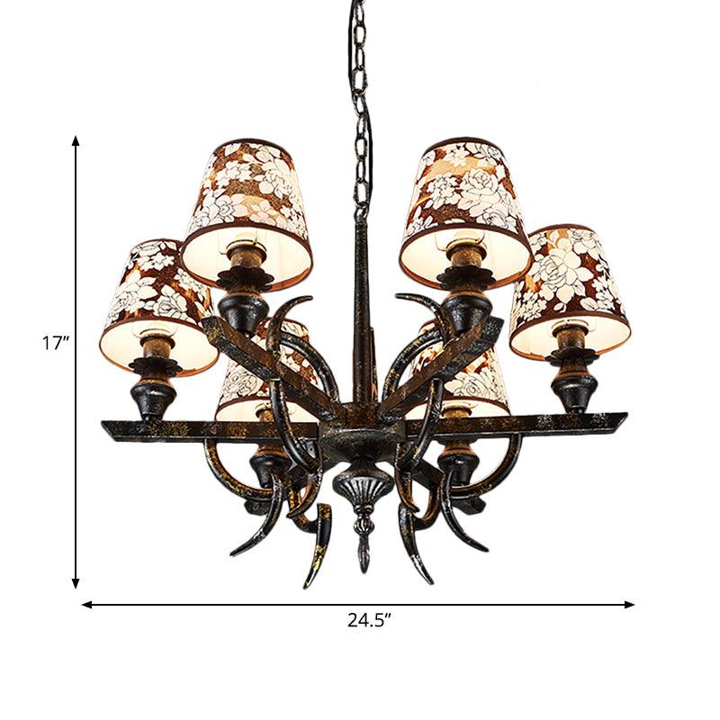 6 Lights Metal Hanging Chandelier Country Rust Pendant Light - Rebooters