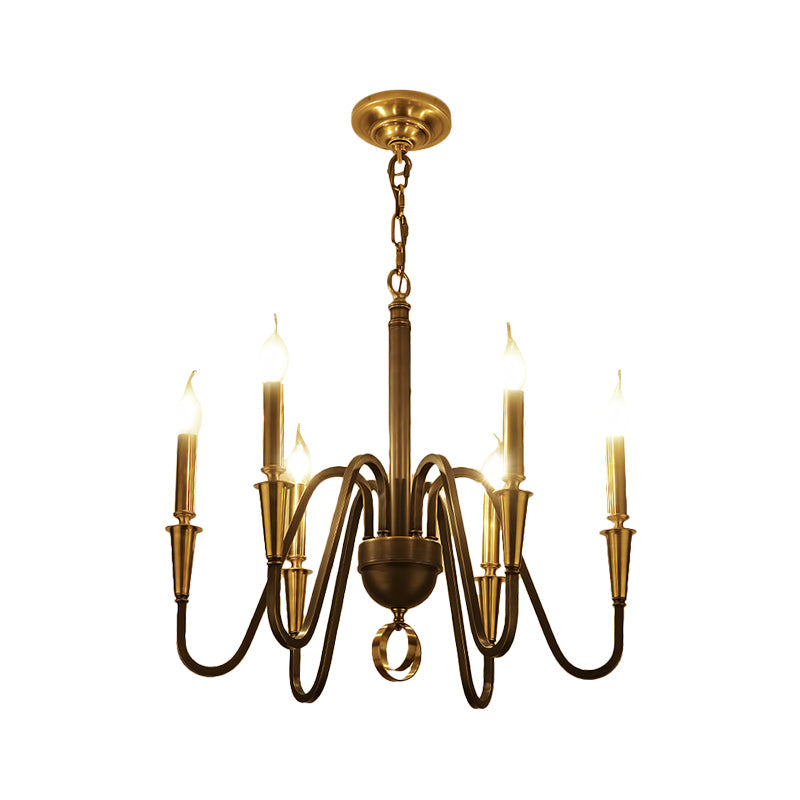Brass Candle Ceiling Pendant Light Traditional Metal Chandelier - Rebooters