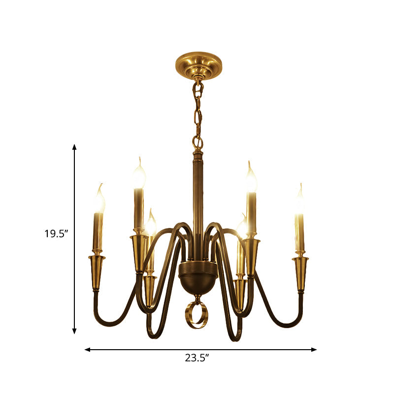Brass Candle Ceiling Pendant Light Traditional Metal Chandelier - Rebooters