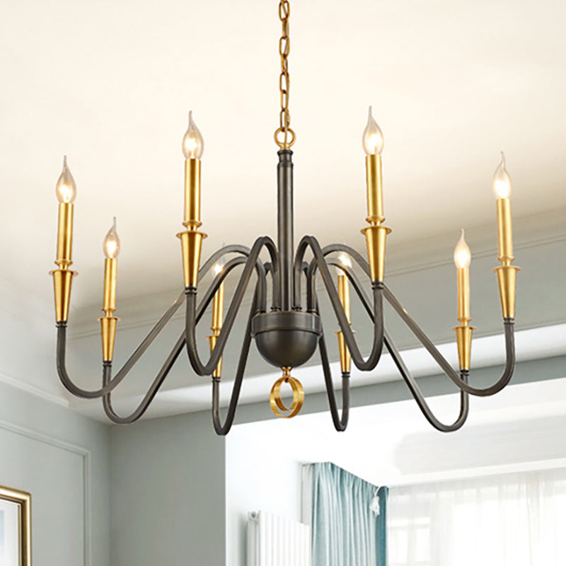 Brass Candle Ceiling Pendant Light Traditional Metal Chandelier - Rebooters