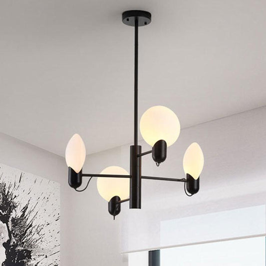 Adjustable 4-Light Round Chandelier Post Modern Glass Shade - Rebooters