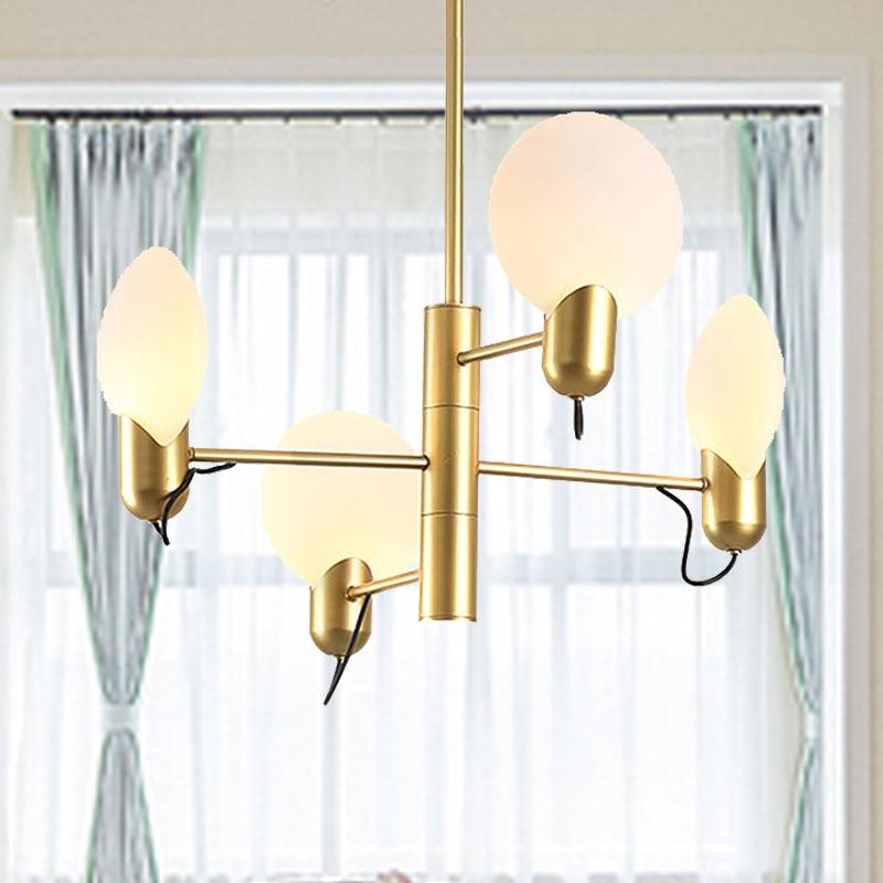 Adjustable 4-Light Round Chandelier Post Modern Glass Shade - Rebooters