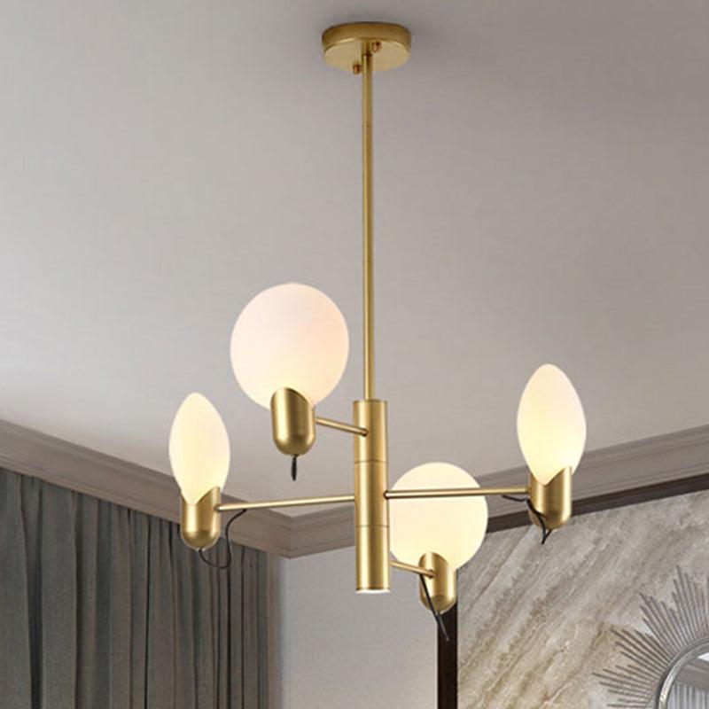 Adjustable 4-Light Round Chandelier Post Modern Glass Shade - Rebooters