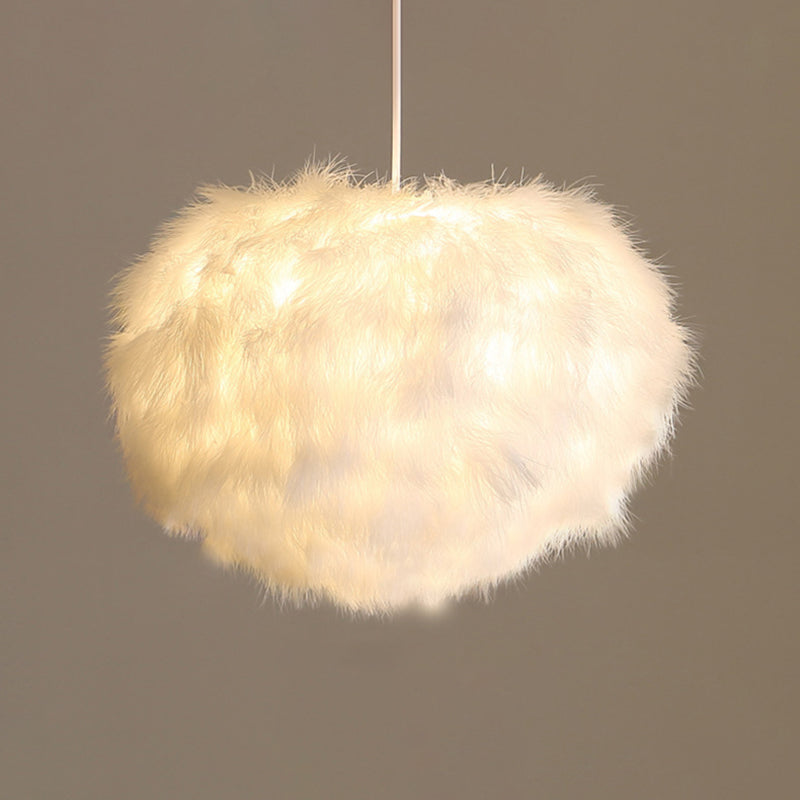 Fluffy Spherical Chandelier Simplicity Feather Ceiling Light - Rebooters