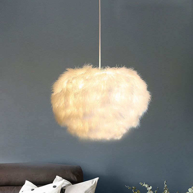 Fluffy Spherical Chandelier Simplicity Feather Ceiling Light - Rebooters