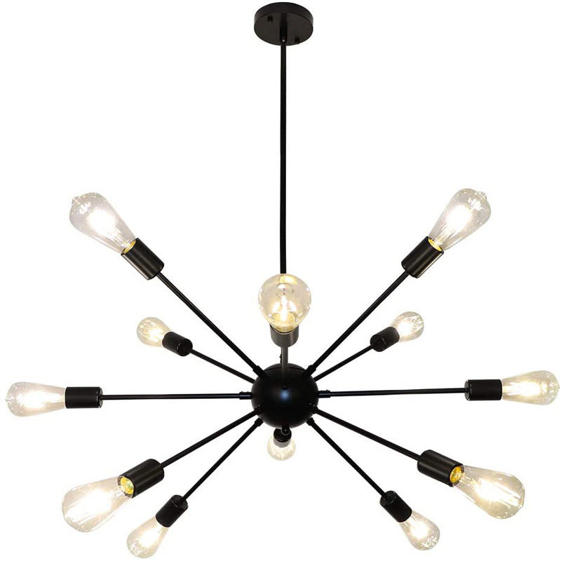 Industrial Bare Bulb Chandelier Pendant Light Fixture Sun Burst - Rebooters