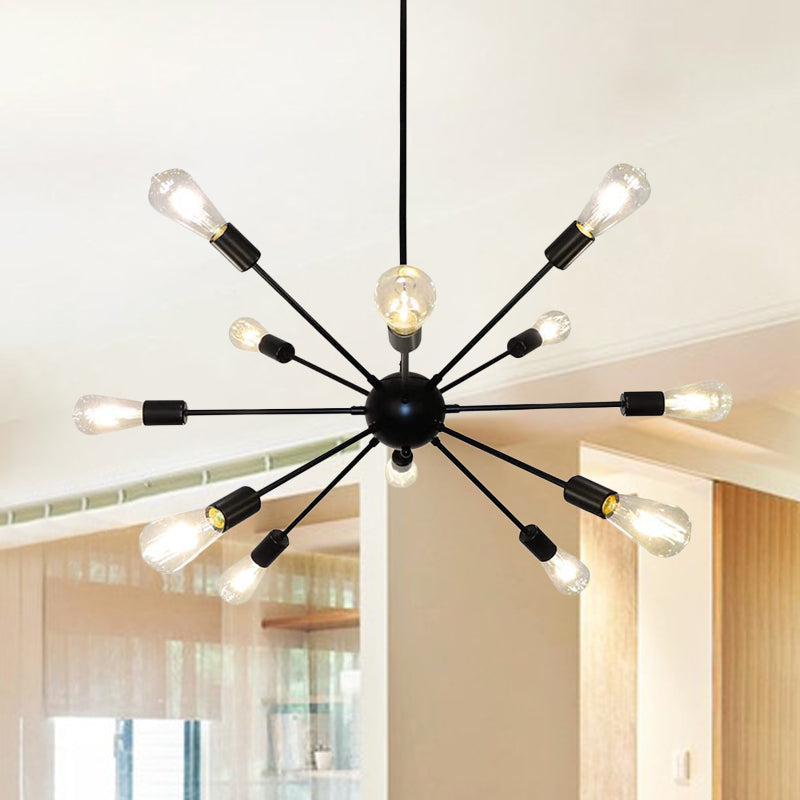 Industrial Bare Bulb Chandelier Pendant Light Fixture Sun Burst - Rebooters