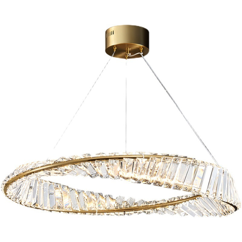 Twisted Ring Shaped Chandelier Modern Crystal LED Brass Light - Rebooters