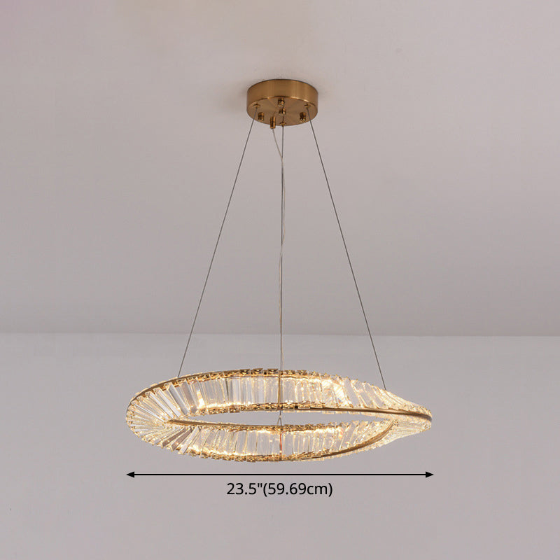 Twisted Ring Shaped Chandelier Modern Crystal LED Brass Light - Rebooters