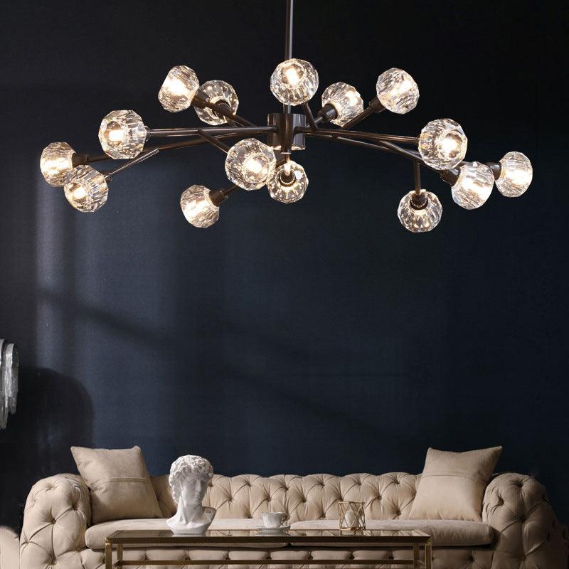 Mini Globe Crystal Chandelier Modern Style Black Finish Pendant Light for Living Room - Rebooters