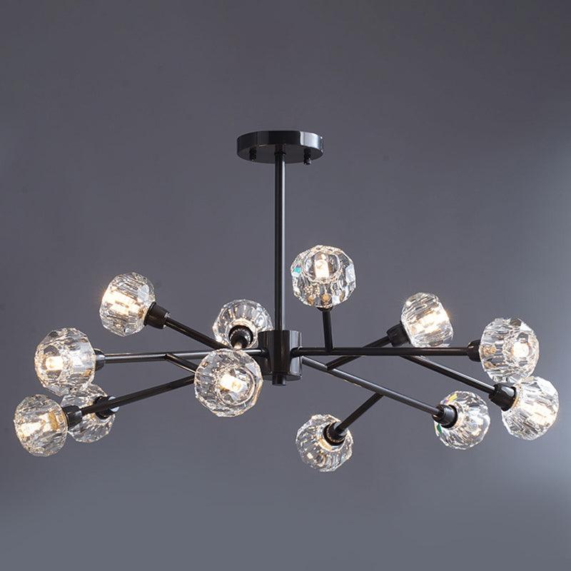 Mini Globe Crystal Chandelier Modern Style Black Finish Pendant Light for Living Room - Rebooters