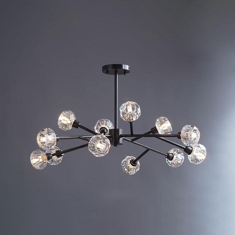 Mini Globe Crystal Chandelier Modern Style Black Finish Pendant Light for Living Room - Rebooters